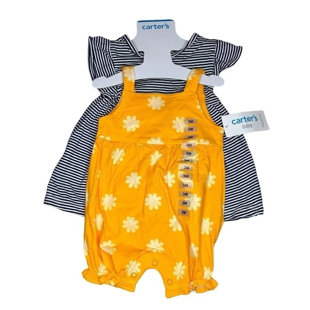 Carter’s Baby/Toddler Girls 2 Pack Dress & Romper Set Sizes 3M, 9M & 24M - Picture 3 of 10